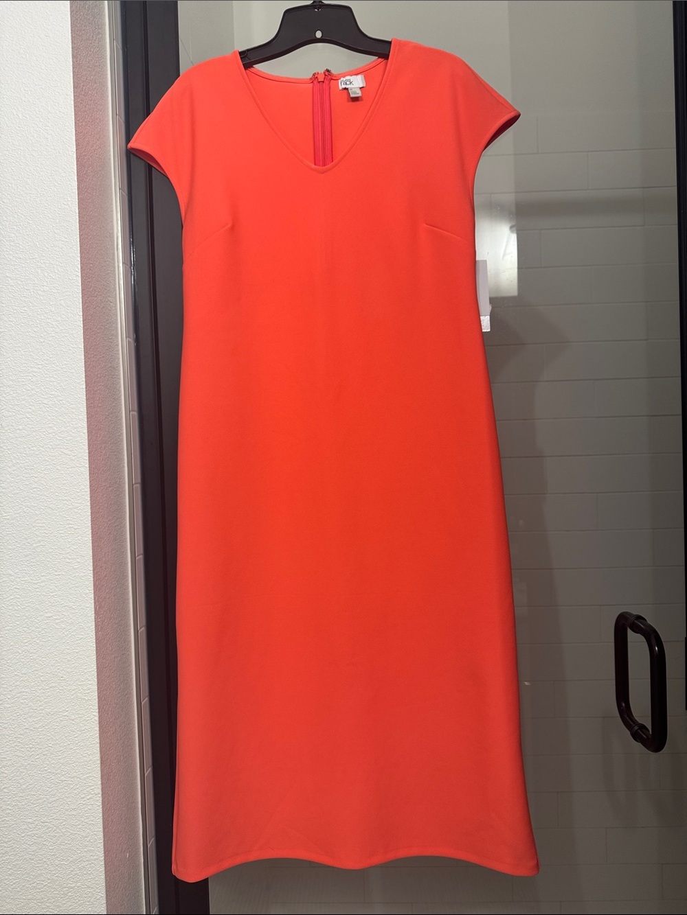 NWT Nordstrom Rack Cap Sleeve V-Neck Shift Midi Dress in Coral Sz Medium